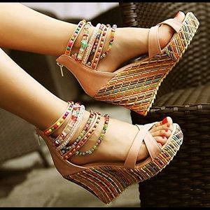 Colorful beaded wedges.